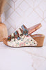 Buckle It Up Multicolored Wedges With Floral Buckles - Whiskey Skies - SPRING FOOTWEAR
