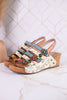 Buckle It Up Multicolored Wedges With Floral Buckles - Whiskey Skies - SPRING FOOTWEAR