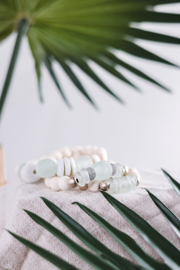 Bundle Wooden Bead Bracelet - Whiskey Skies - LESLIE CURTIS JEWLERY DESIGNS