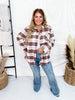 Burgundy Mixed Check Flannel Shirt Dress W/ Long Sleeves - Whiskey Skies - ADORA