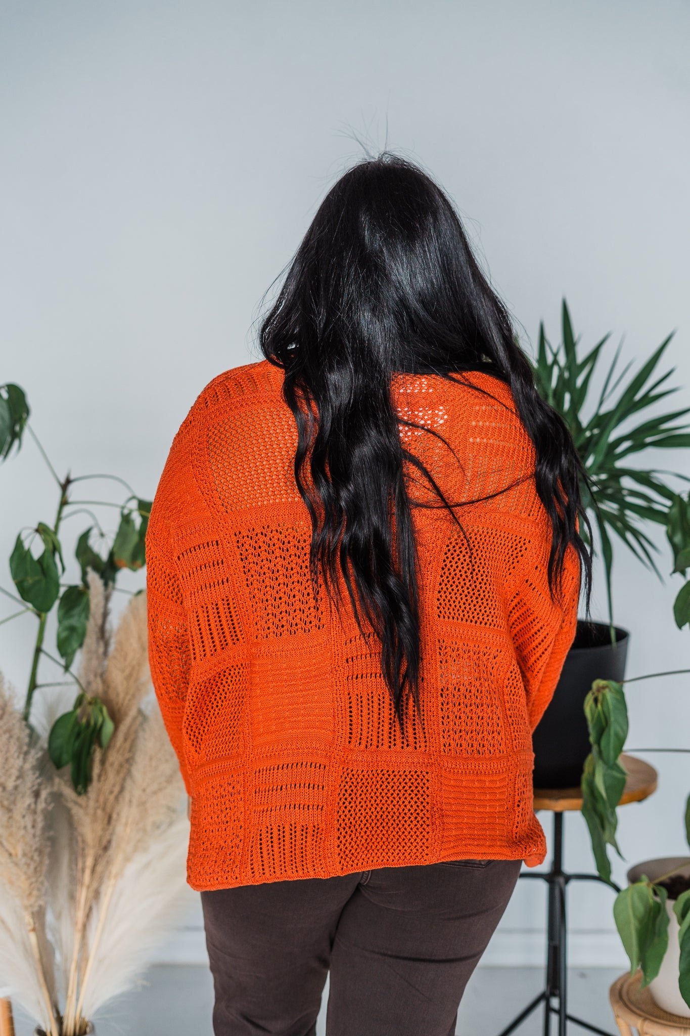 Burnt Orange Knitted Patchwork Pullover Sweater Top - Whiskey Skies - DAVI & DANI