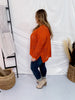 Burnt Orange Knitted Patchwork Pullover Sweater Top - Whiskey Skies - DAVI & DANI