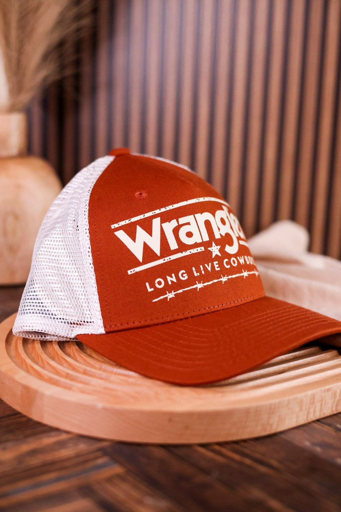 Burnt Orange Wrangler Long Live Cowboys Trucker Hat - Whiskey Skies - CAPX