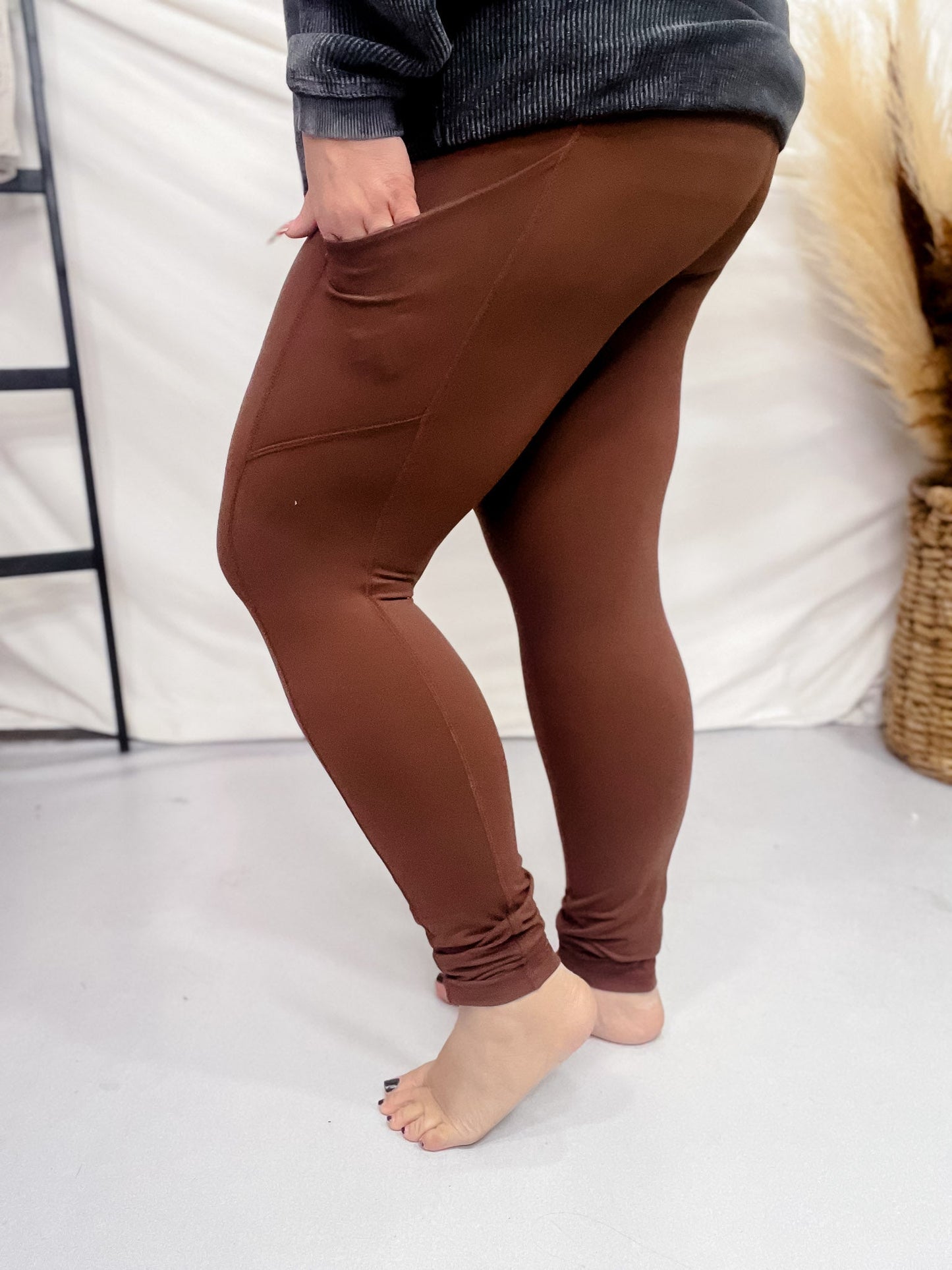 Butter Soft Leggings with Pockets in Java - Whiskey Skies - RAE MODE