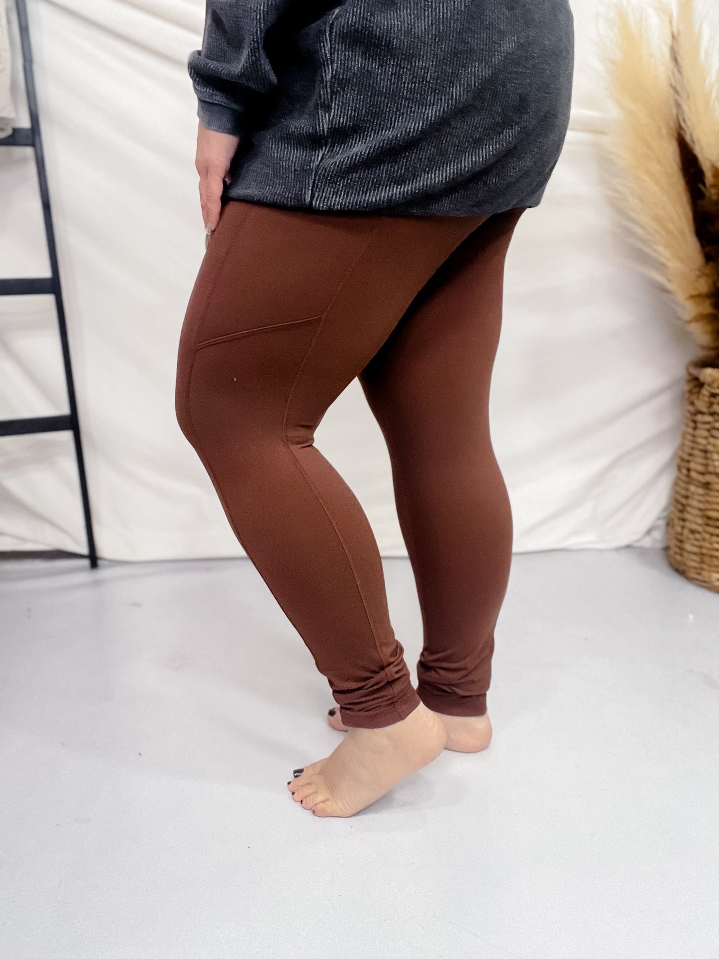 Butter Soft Leggings with Pockets in Java - Whiskey Skies - RAE MODE