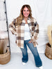 Button Down Brown Plaid Flannel Shacket - Whiskey Skies - SWEET GENERIS