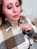Button Down Brown Plaid Flannel Shacket - Whiskey Skies - SWEET GENERIS
