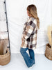 Button Down Brown Plaid Flannel Shacket - Whiskey Skies - SWEET GENERIS