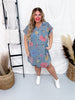 Button Down Denim Shirt Dress with Floral Pattern - Whiskey Skies - SHE + SKY