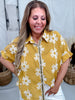 Button Down Marigold Top With Embroidered Flowers - Whiskey Skies - SEW IN LOVE
