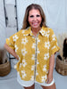 Button Down Marigold Top With Embroidered Flowers - Whiskey Skies - SEW IN LOVE