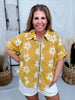 Button Down Marigold Top With Embroidered Flowers - Whiskey Skies - SEW IN LOVE