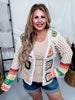 Button Down Multi Color Crochet Cardigan - Whiskey Skies - ADORA