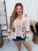 Button Down Multi Color Crochet Cardigan - Whiskey Skies - ADORA