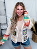 Button Down Multi Color Crochet Cardigan - Whiskey Skies - ADORA