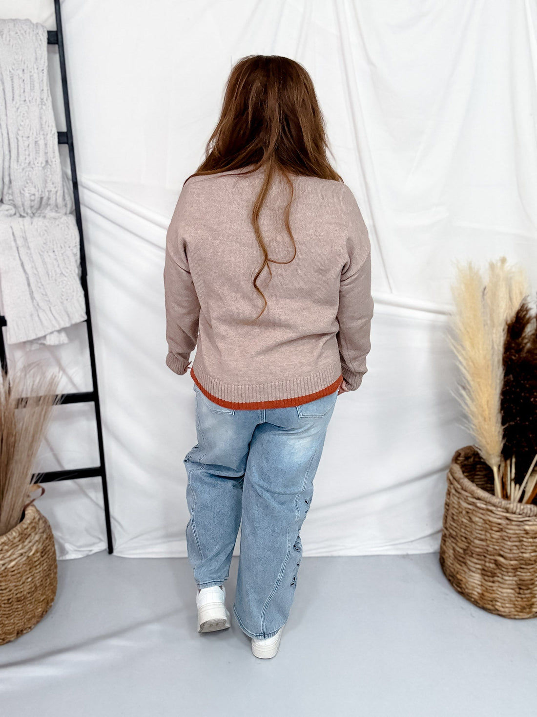 Button Front Cardigan With Daisy Appliques - Whiskey Skies - SEW IN LOVE