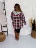 Button Front Long Sleeve Detachable Hooded Top - Whiskey Skies - P.S. KATE