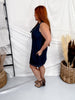 Button Front Sleeveless Denim Mini Dress With Lace Trim - Whiskey Skies - HEIMISH