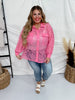 Button Up All Over Lace Blouse in Pink Cosmos - Whiskey Skies - ANDREE BY UNIT