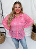 Button Up All Over Lace Blouse in Pink Cosmos - Whiskey Skies - ANDREE BY UNIT