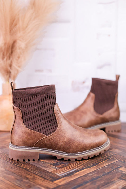 Cabin Fever Round Toe Boots in Dark Tan - Whiskey Skies - CORKYS FOOTWEAR