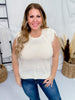 Cable Knit Fringed Sleeveless Sweater - Whiskey Skies - BIBI