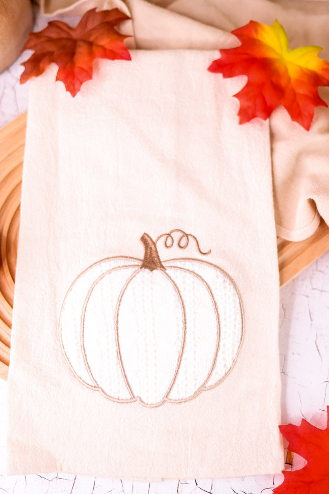 Cable Knit Pumpkin Flour Sack Towel - Whiskey Skies - C & F ENTERPRISES