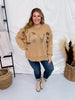 Camel Acid Washed Lace Love Sweatshirt - Whiskey Skies - ODDI