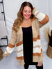 Camel Colorblock Long Sleeve Sweater Cardigan - Whiskey Skies - BIBI