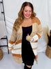 Camel Colorblock Long Sleeve Sweater Cardigan - Whiskey Skies - BIBI