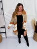 Camel Colorblock Long Sleeve Sweater Cardigan - Whiskey Skies - BIBI