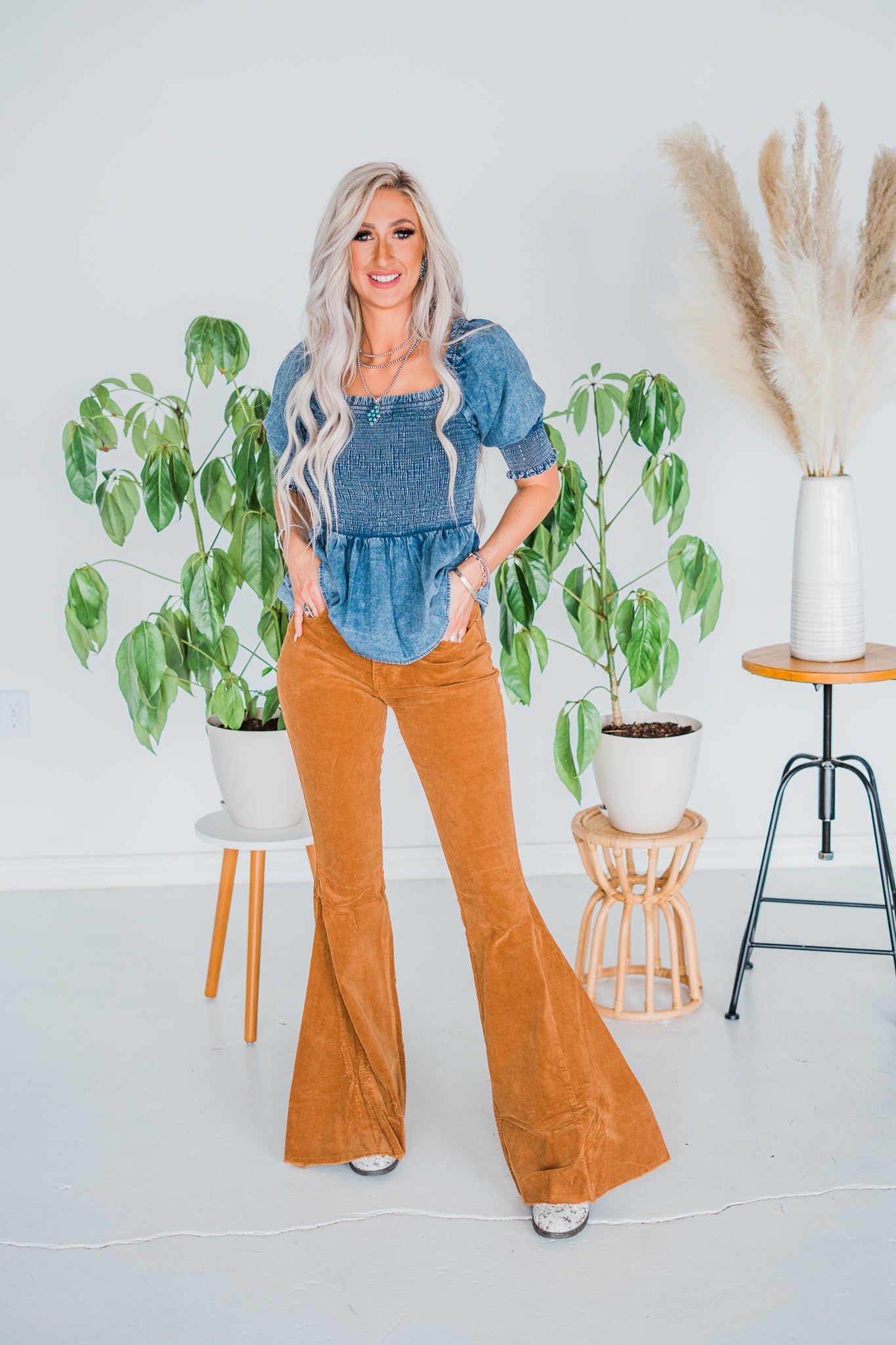 Camel Corduroy Flared Pants - Whiskey Skies - SAINTS & HEARTS