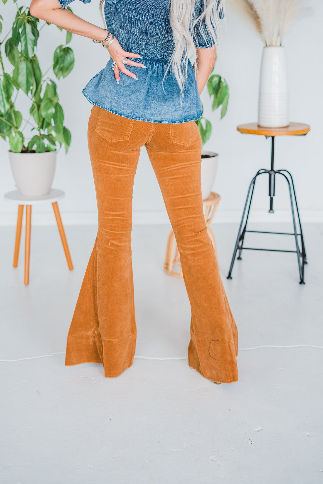 Camel Corduroy Flared Pants - Whiskey Skies - SAINTS & HEARTS