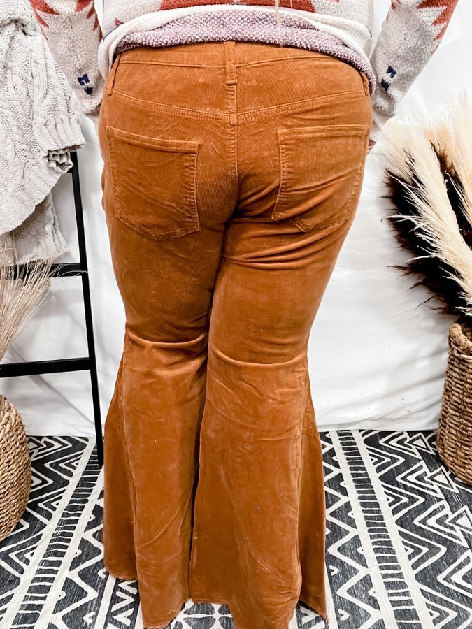 Camel Corduroy Flared Pants - Whiskey Skies - SAINTS & HEARTS