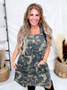 Camo Print Button Front Overall Dress - Whiskey Skies - ODDI