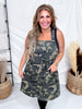 Camo Print Button Front Overall Dress - Whiskey Skies - ODDI