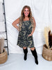 Camo Print Button Front Overall Dress - Whiskey Skies - ODDI