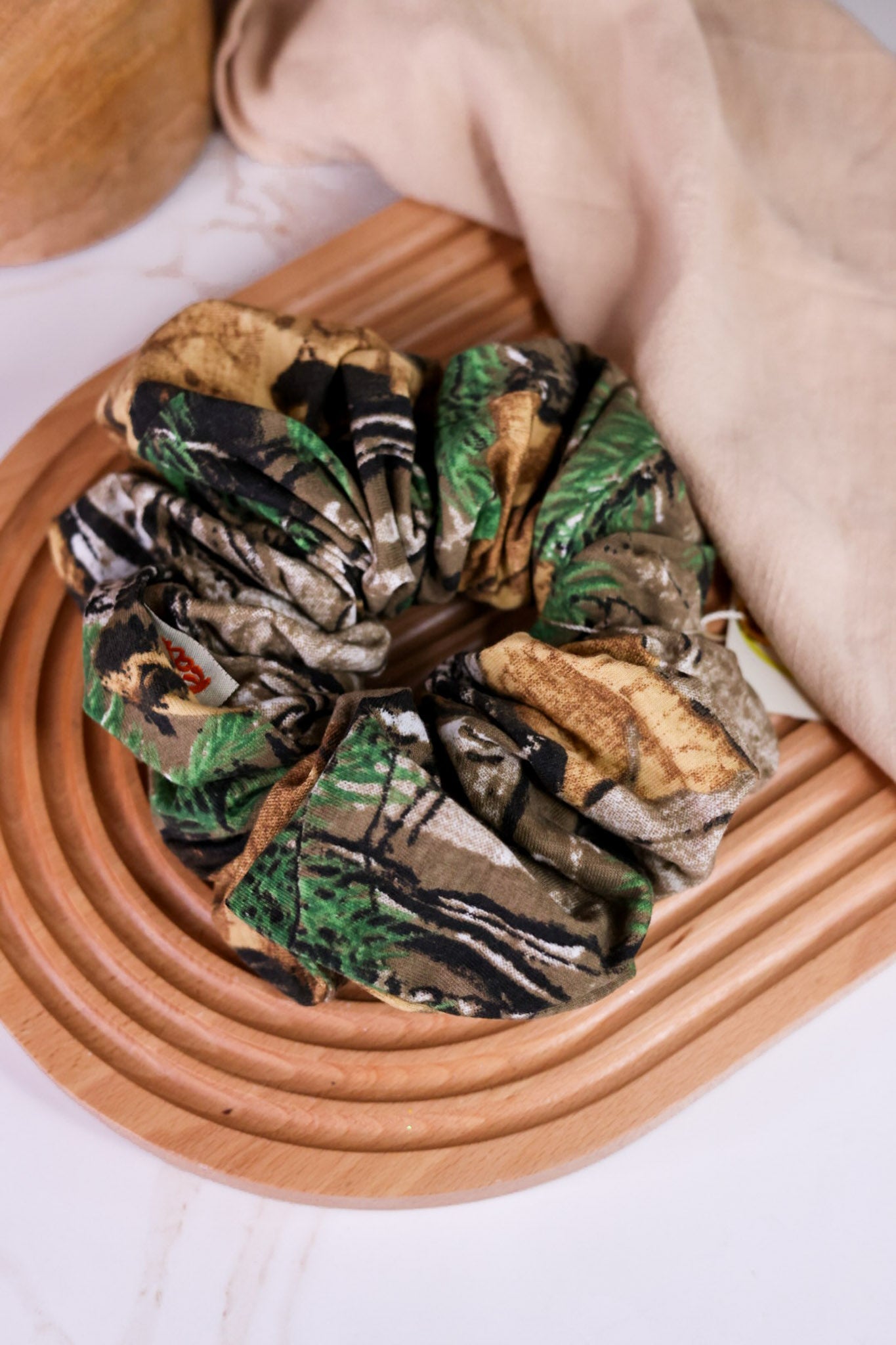 Camo Print Jumbo Scrunchie - Whiskey Skies - KAXI