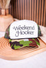 Camo Print Weekend Hooker Trucker Hat - Whiskey Skies - TRASH FLOWERS TRUCKER HATS