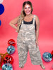 Camo Print Wide Leg Cropped Overalls - Whiskey Skies - BLUEVELVET