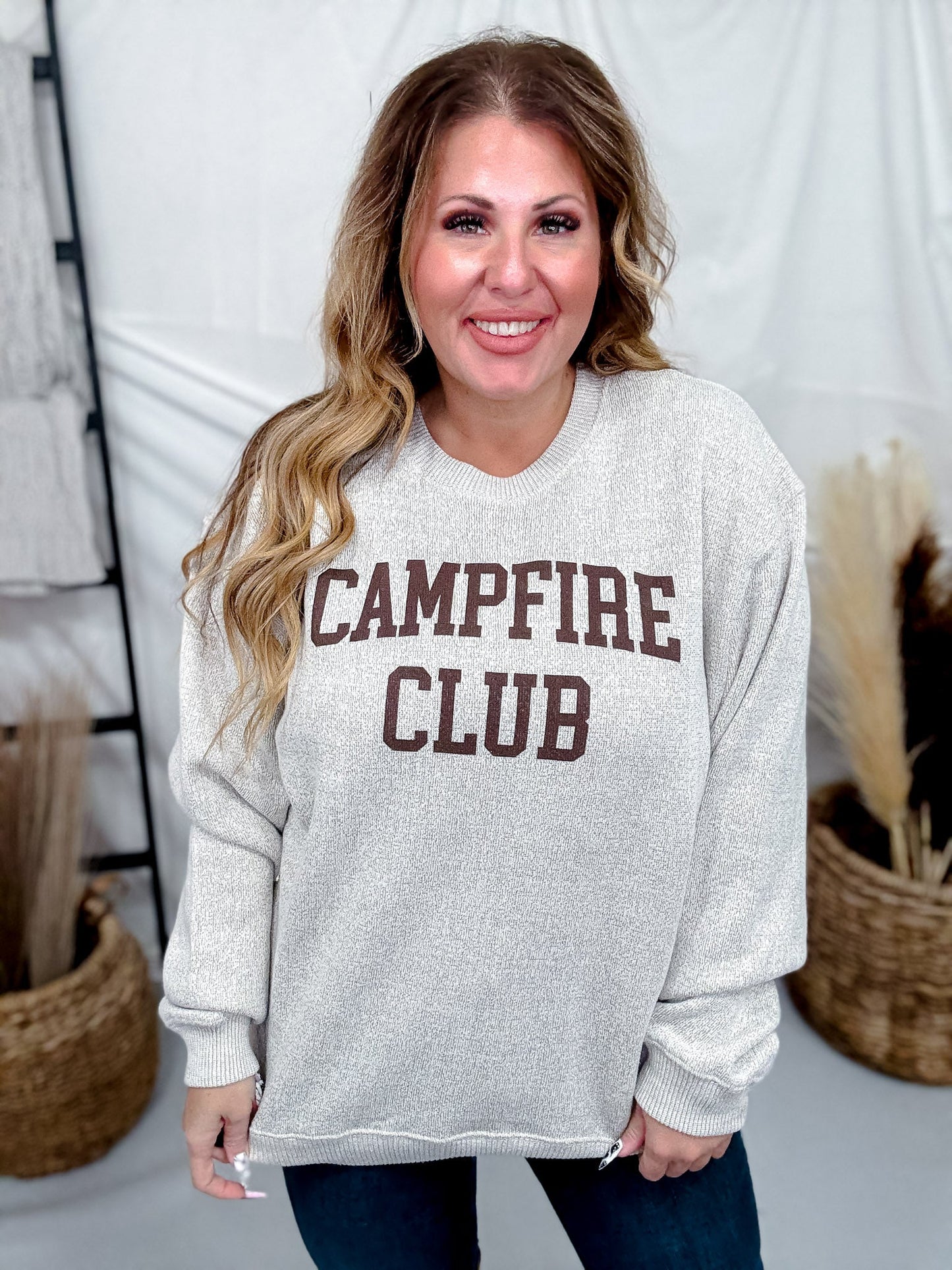 Campfire Club Knit Pullover Sweatshirt - Whiskey Skies - STATED BRANDS