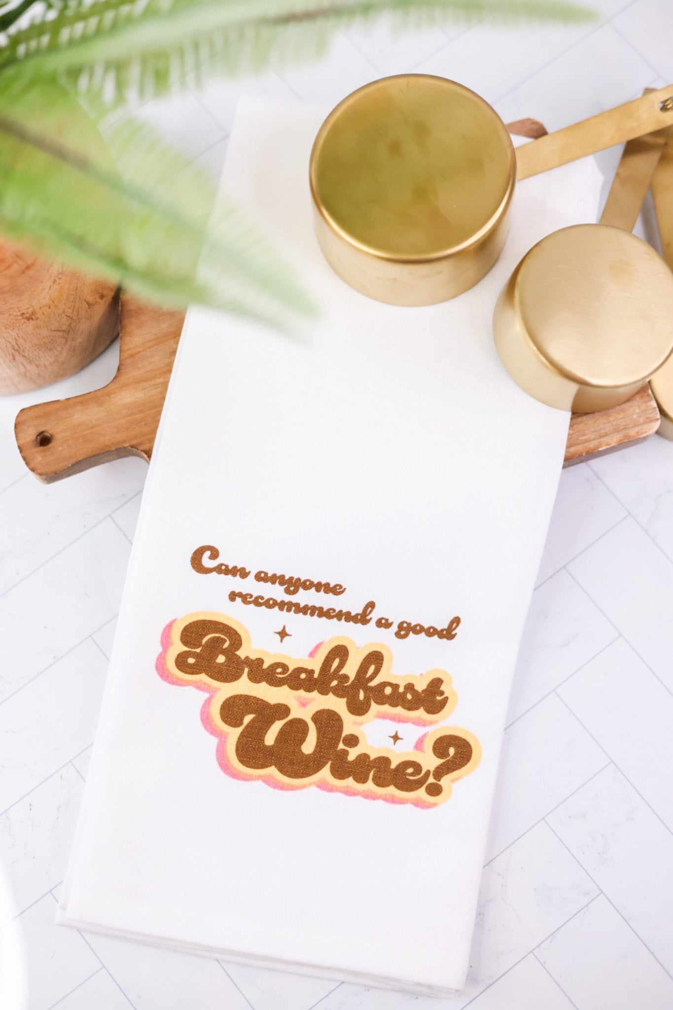 "Can Anyone Recommend A Good Breakfast Wine" Tea Towel - Whiskey Skies - PAPERSALT