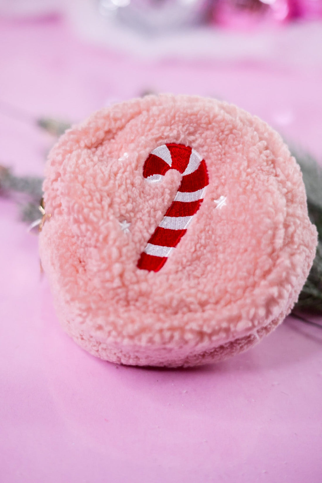 Candy Cane Fuzzy Coin Pouch - Whiskey Skies - THE DARLING EFFECT