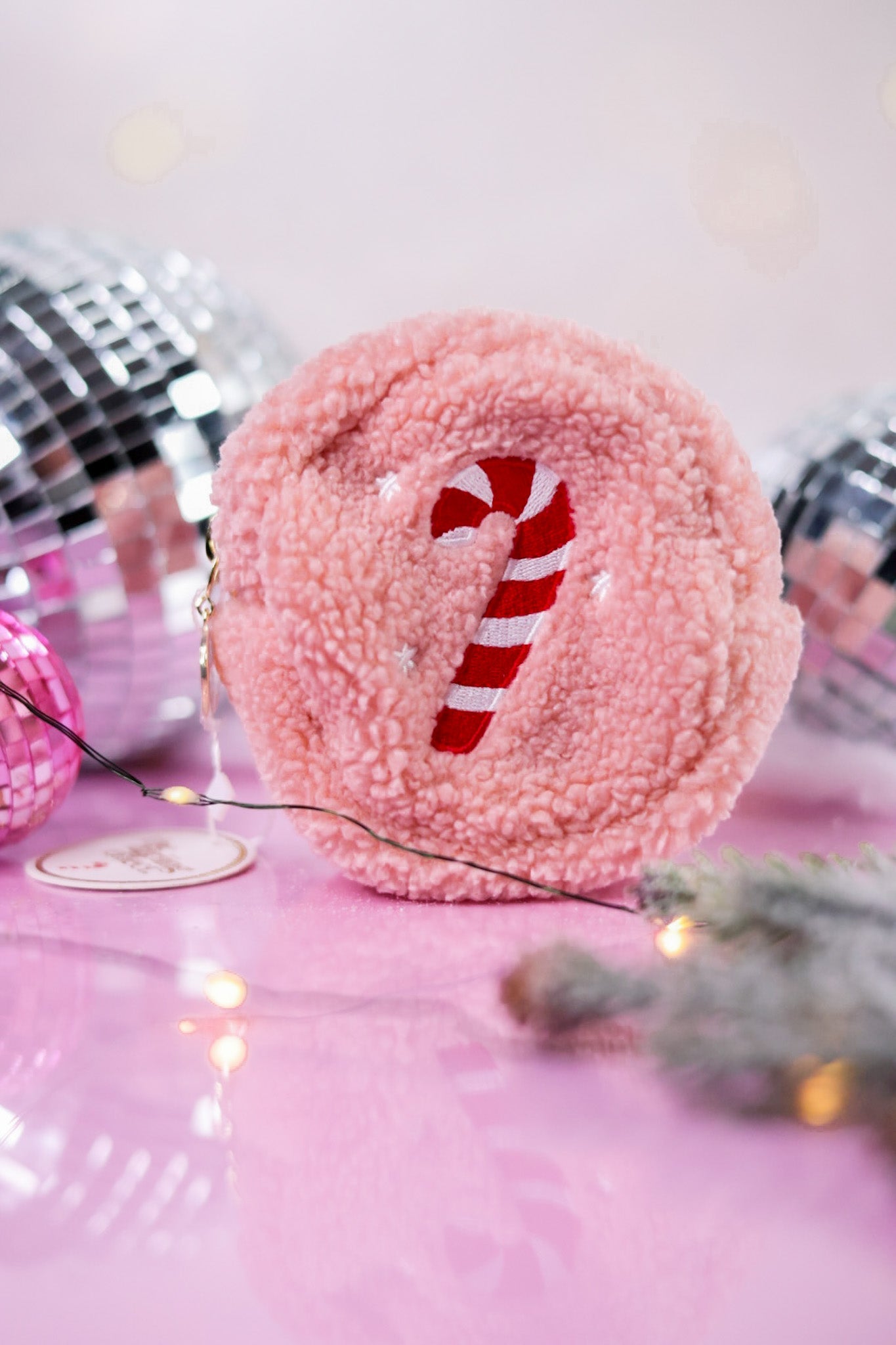 Candy Cane Fuzzy Coin Pouch - Whiskey Skies - THE DARLING EFFECT