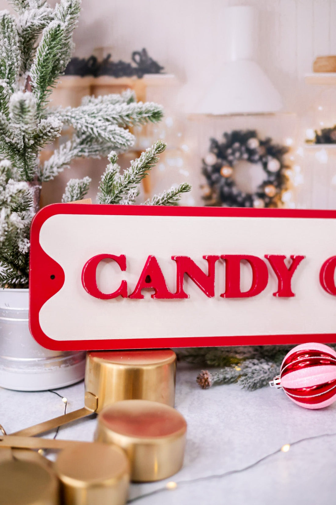 Candy Cane Lane Wooden Sign - Whiskey Skies - ADAMS & CO