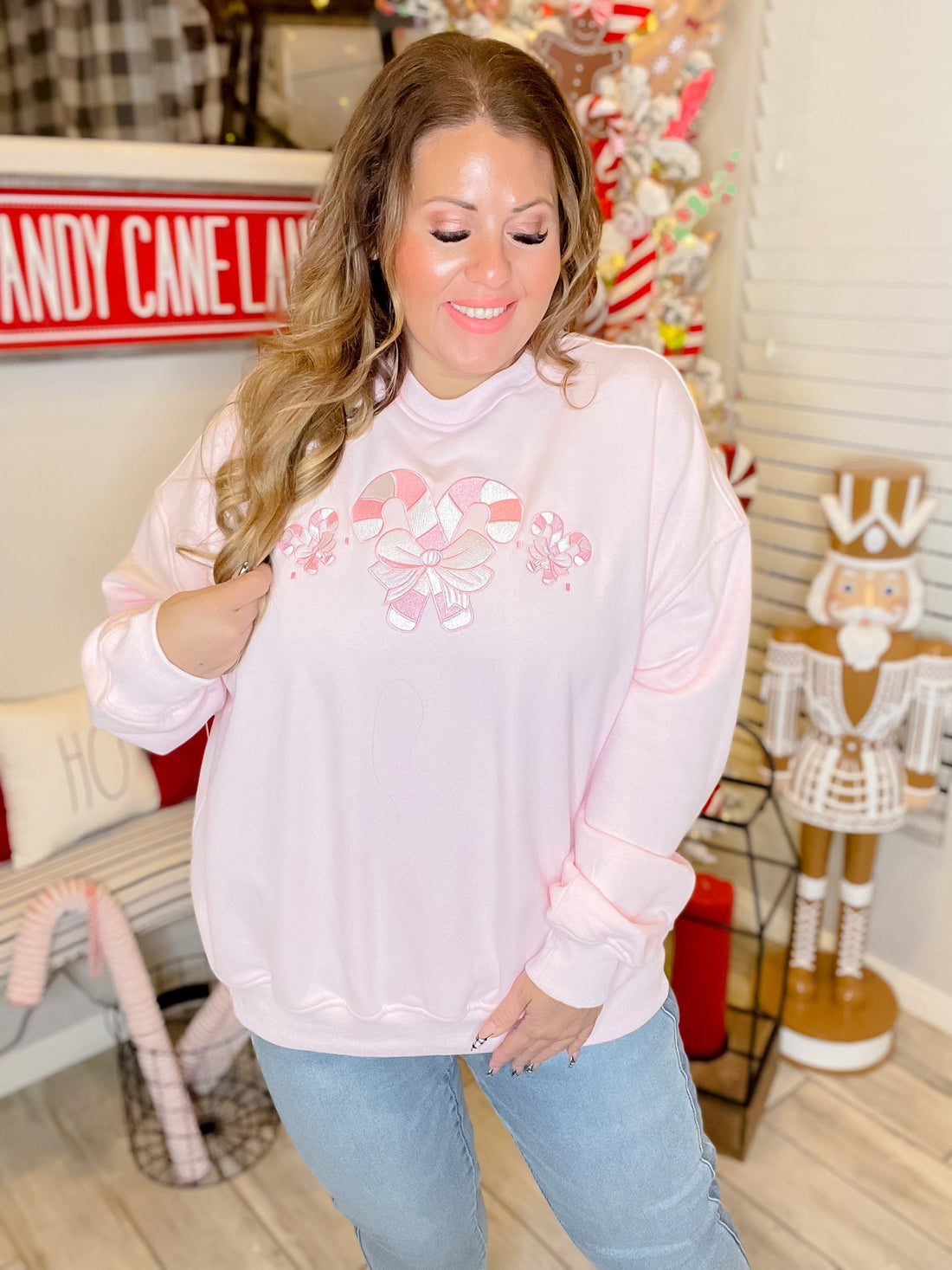 Candy Cane Wonderland Sweatshirt - Whiskey Skies - SUNKISSED COCONUT