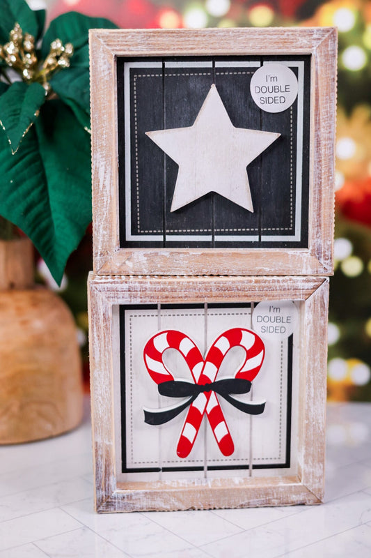 Candy Cane/Star Double Sided Sign FINAL SALE - Whiskey Skies - ADAMS & CO