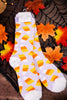 Candy Corn Fuzzy Crew Socks - Whiskey Skies - CRESCENT SOCK COMPANY