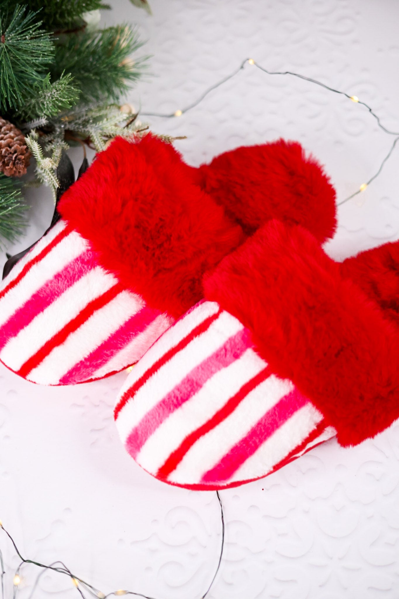 Candy Stripe Slippers - Whiskey Skies - SHIRALEAH