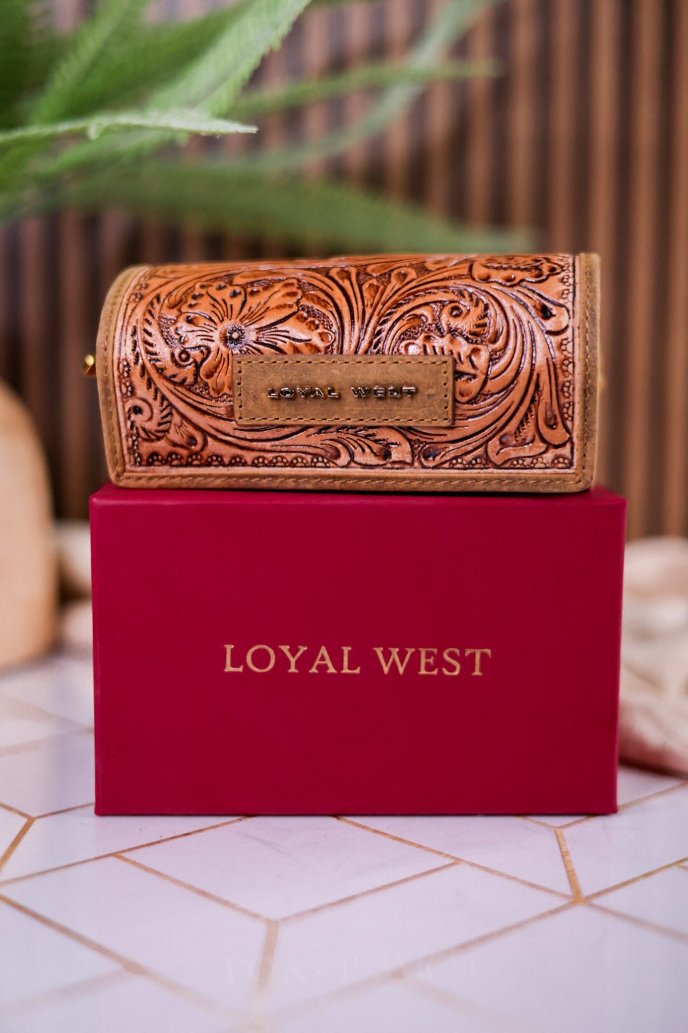 Canyon Jewelry Case in Hand Tooled Leather - Whiskey Skies - LOYAL WEST